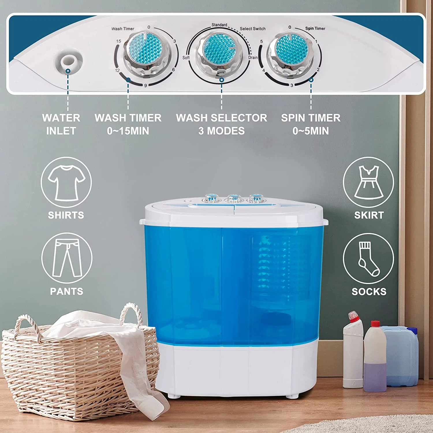 Mini Compact Twin Tub Washing Machine Portable Lau
